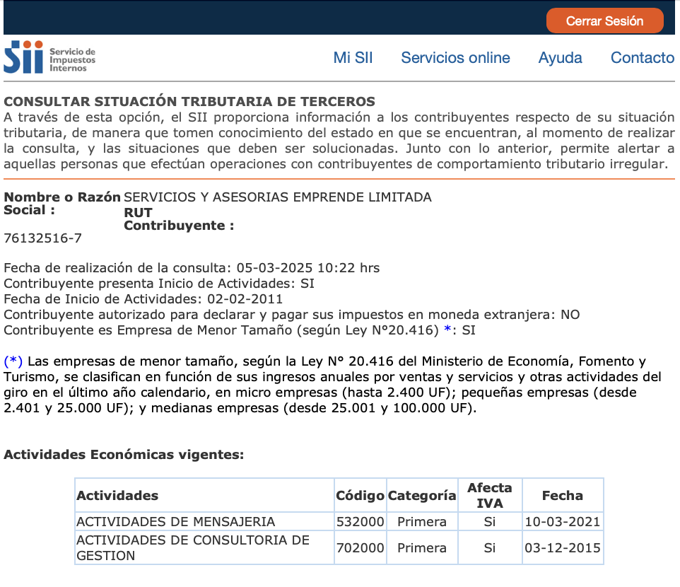 Cómo saber el rubro de una empresa o sociedad conformada en Chile